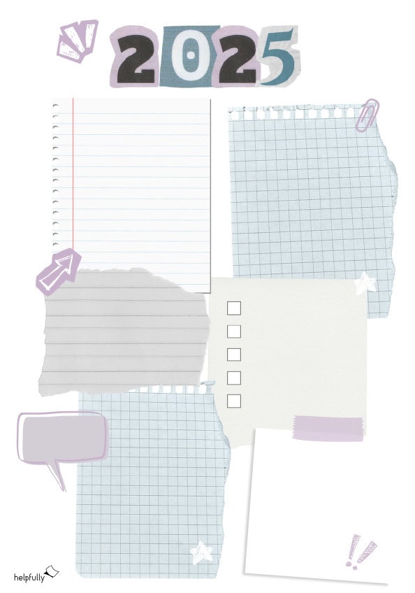 Rückblick 2025 zum Ausdrucken als Mindmap in Zettelform