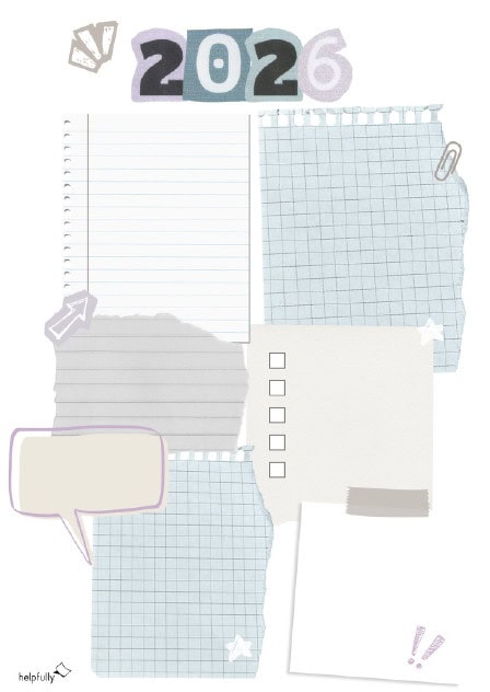 Vorlage zum Ausdrucken für Vorsätze 2026 in Beigetönen