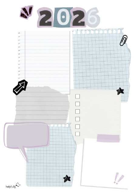 Vorlage zum Ausdrucken für Vorsätze 2026 mit schwarzen Highlights