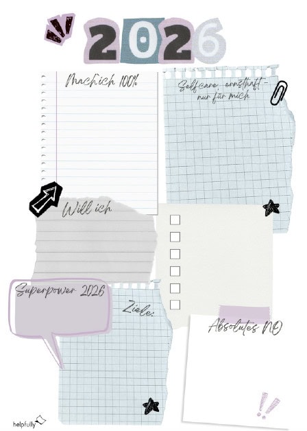 Vorlage zum Ausdrucken für Vorsätze 2026 mit vorgefertigten Textideen