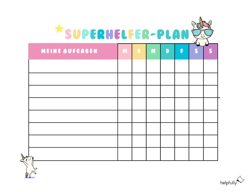 Großer A4-Plan mit Aufgaben für Kinder zum Ausdrucken