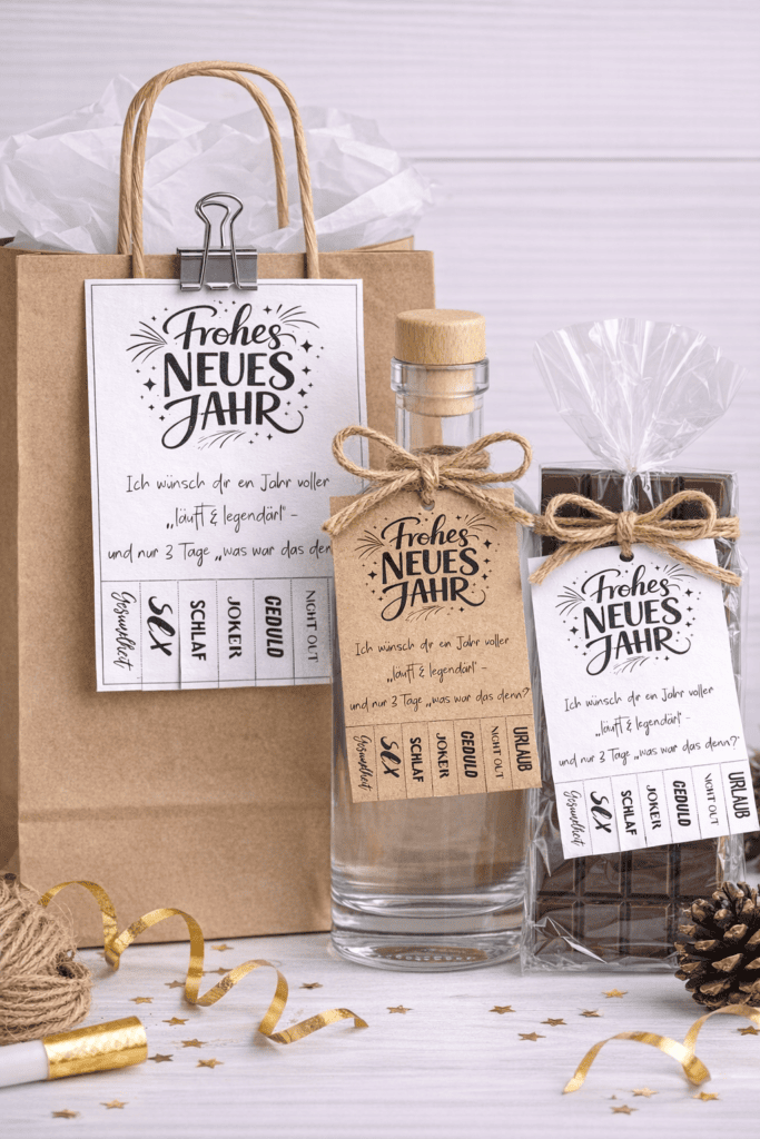 Lustige und coole Karten zum Neuen Jahr zum Ausdrucken und Basteln