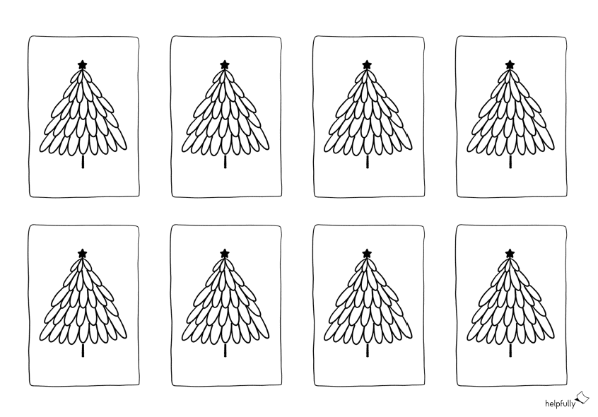 Bastelvorlage mit Kärtchen und simplem Tannenbaum für Geschenke, Platzkarten, Anhänger