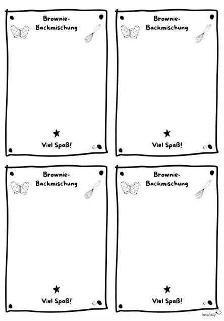 Brownie-Backmischungs-Rezeptzettel für eigene Anleitung