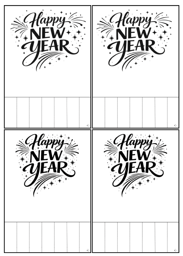 Happy New Year Cards to Tear Off - printable Blank Sheet