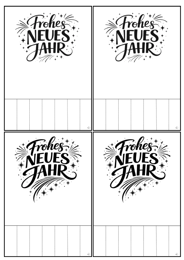 Blanko-Abreißkarten zum Ausdrucken für Neujahrsgruß