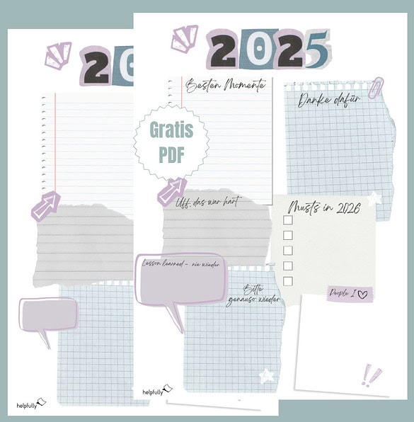 Coole Mindmap als Jahresrückblick 2025 ausdrucken im Zettel-Style