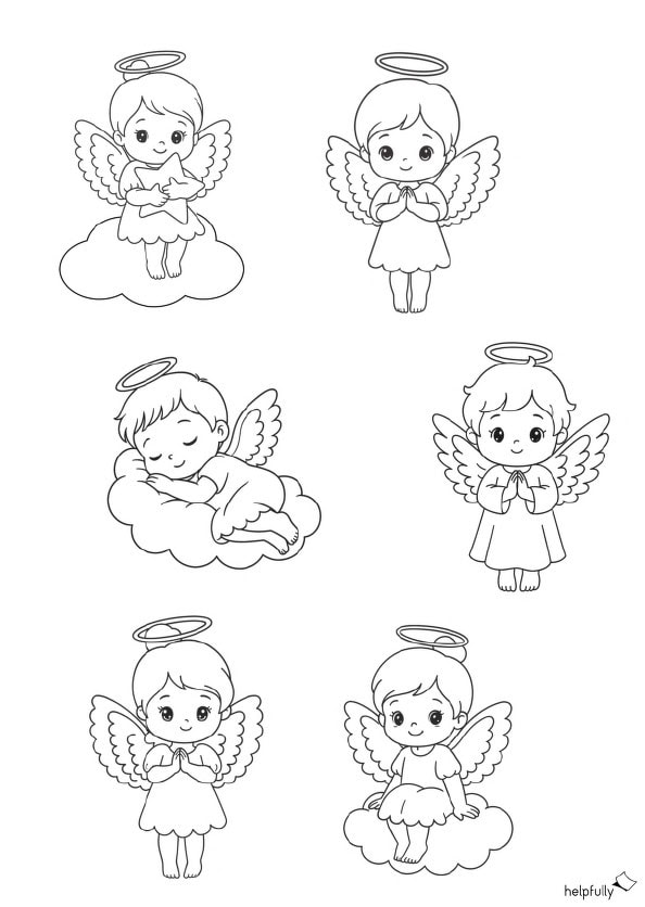 Größere Engel zum Ausdrucken und Basteln von Anhängern, Schutzengeln und mehr - mit der gratis Vorlage