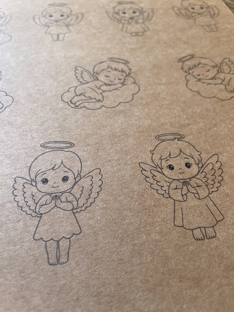 Schöne detailverliebte Engel, dabei dennoch clean als gratis Vorlage ausdrucken