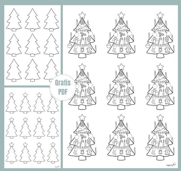 Tannenbäume in verschiedenen Größen zum Ausdrucken, Malen und Basteln