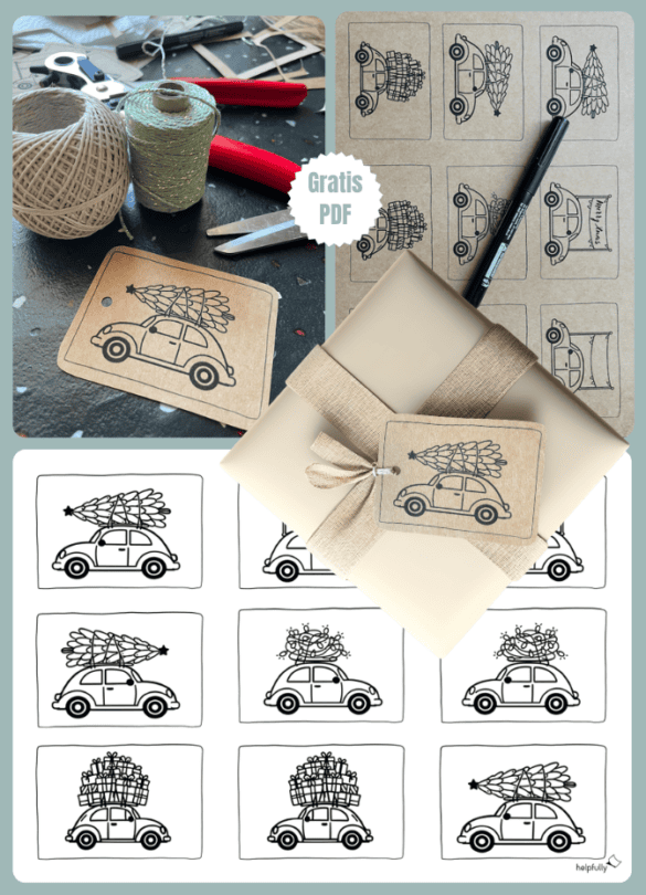 Coole Wweihnachtskarten und Anhänger basteln mit Oldtimern und Wintermotiv