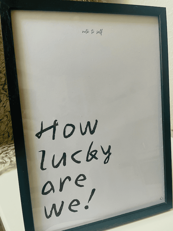 wall art poster a4 with how lucky are we in black and white printable pdf