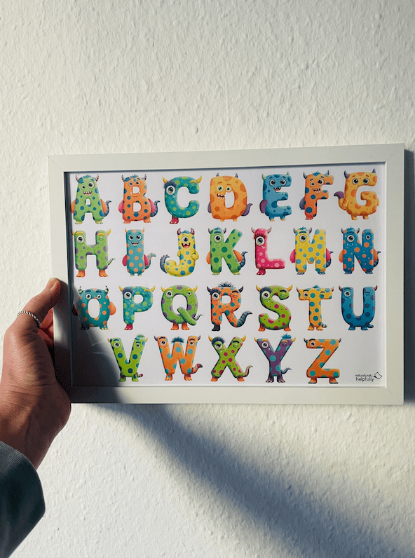 ABC mit Monster Buchstaben ausdrucken und als Wandbild in Schule und Kinderzimmer aufhängen, mega schön!