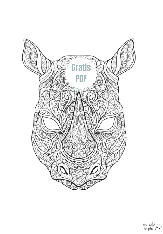 schönes Nashorn-Mandala zum Ausdrucken und Ausmalen, toll für Erwachsene