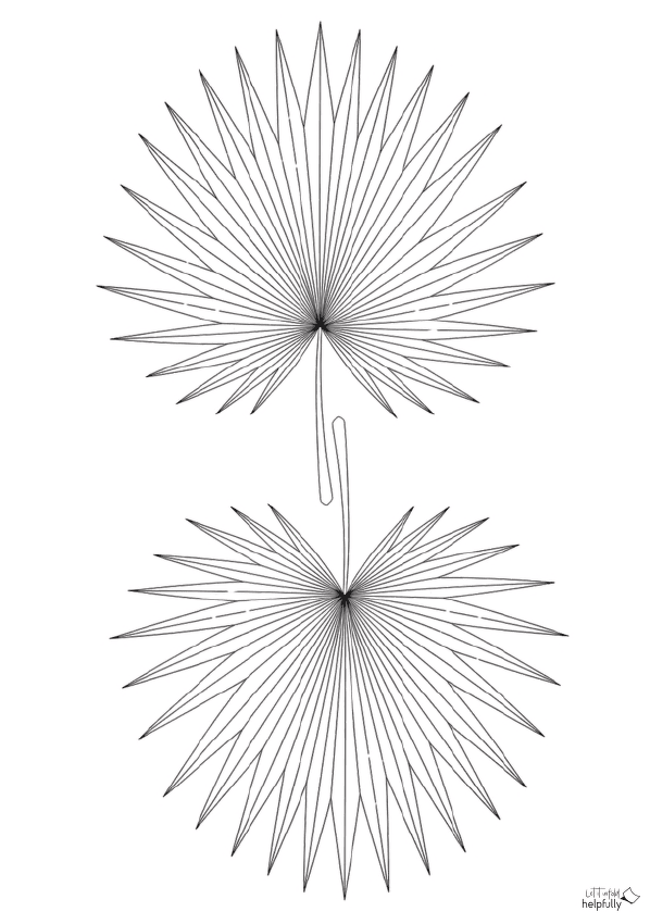 Vorlage zum Ausmalen mit Fächerpalmblättern zum Ausdrucken