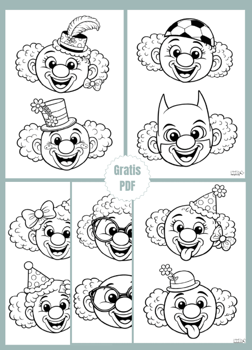 Lustige Clowns zum Ausdrucken und Basteln mit vielen Gesichtern
