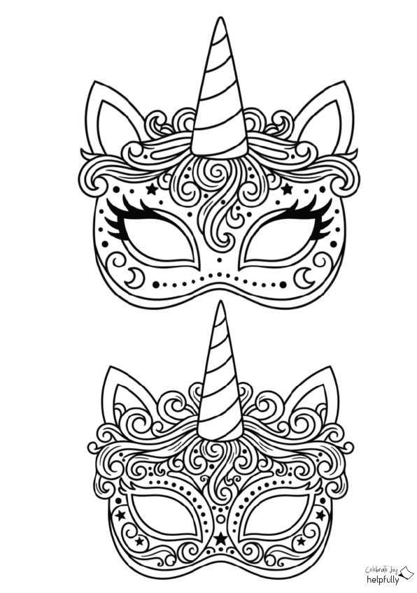 Toll verzierte Einhornmasken zum Ausdrucken und Basteln