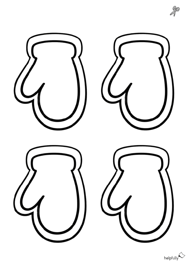 Gerahmte Fäustlinge zum Ausschneiden und Basteln von Fensterbildern und mehr Winterdeko