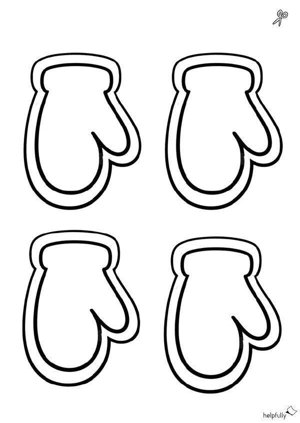 Gerahmte Handschuhe zum Ausschneiden und Basteln von Fensterbildern und mehr Winterdeko