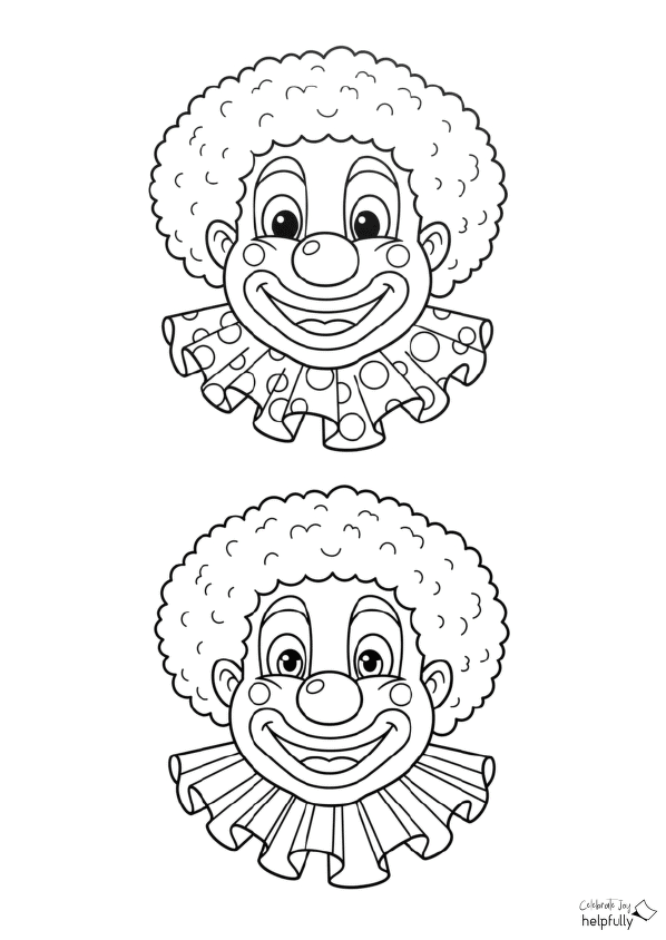 Clowns im Harlekin-Style zum Ausdrucken, Anmalen und Basteln hier als Gratis-PDF-Vorlagen