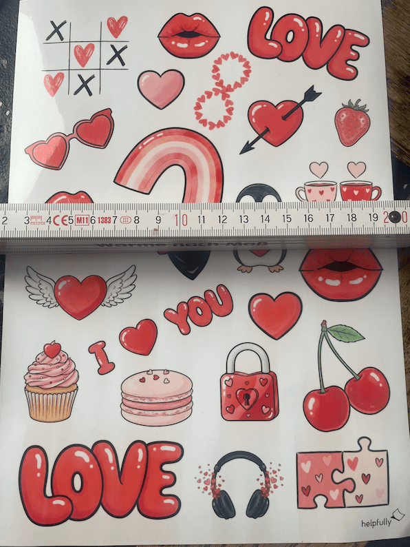 Love-Sticker als A4 PDF zum Ausdrucken und Basteln liebevoller DIYs