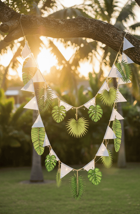 schöne Sommerdeko mit Palmblättern aus Papier basteln