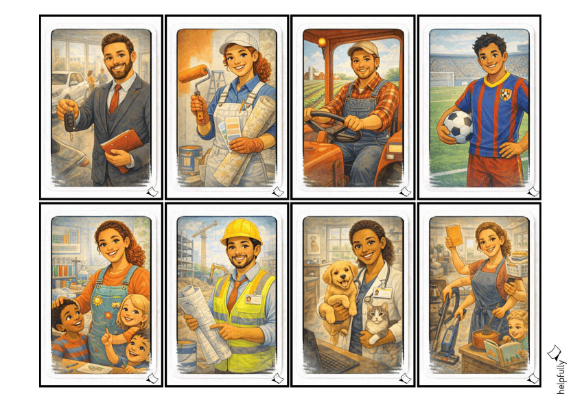 Jobs - Bildkarten mit 48 Berufen zum Ausdrucken als PDF-Vorlage gratis
