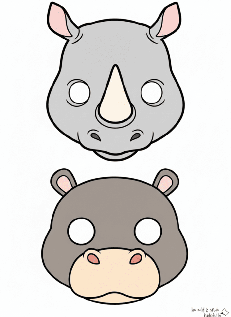 Angemalte Tiermasken für Kinder