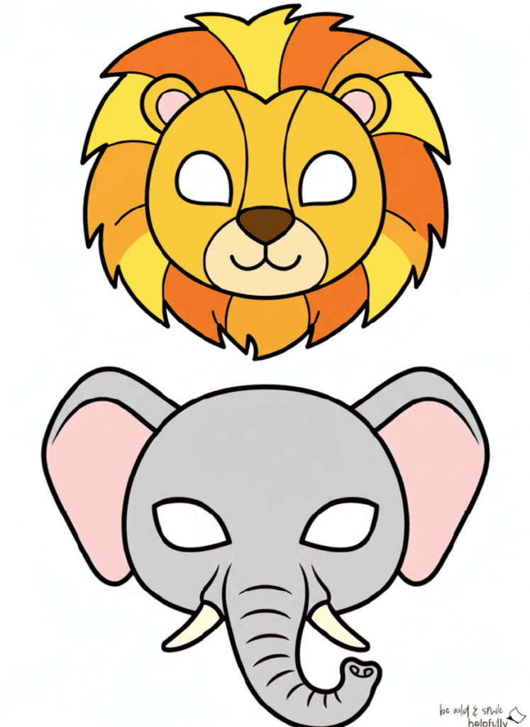 Angemalte Tiermasken für Kinder