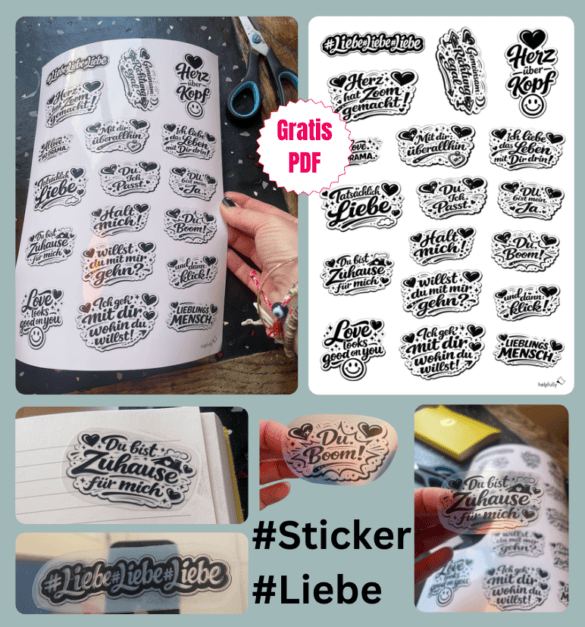 Love-Stickers zum Ausdrucken als Aufkleber, Tattoo und mehr Bastelideen rund um Liebe