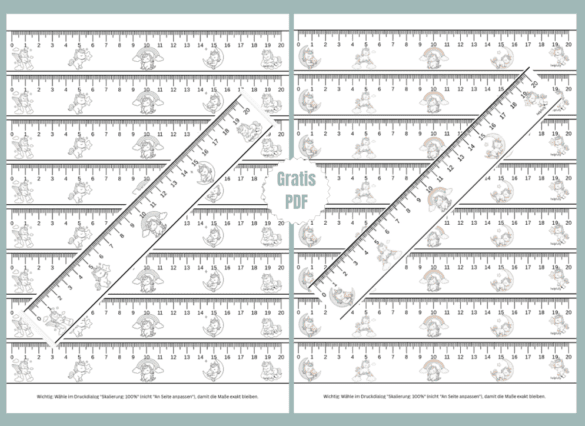 Kinder-Lineale mit Einhornmotiven zum Ausdrucken und Basteln