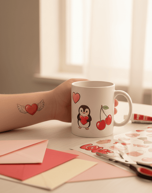 Love-Sticker als Tattoo oder auf Keramik toll, je nach Folie für viele Einsätze geeignet