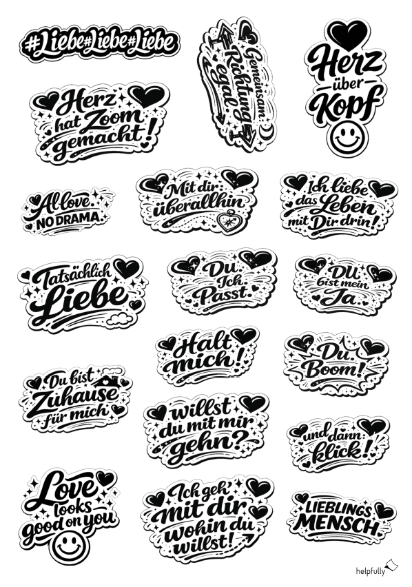 Coole Love-Stickers zum Ausdrucken mit coolen, lustigen Sprüchen