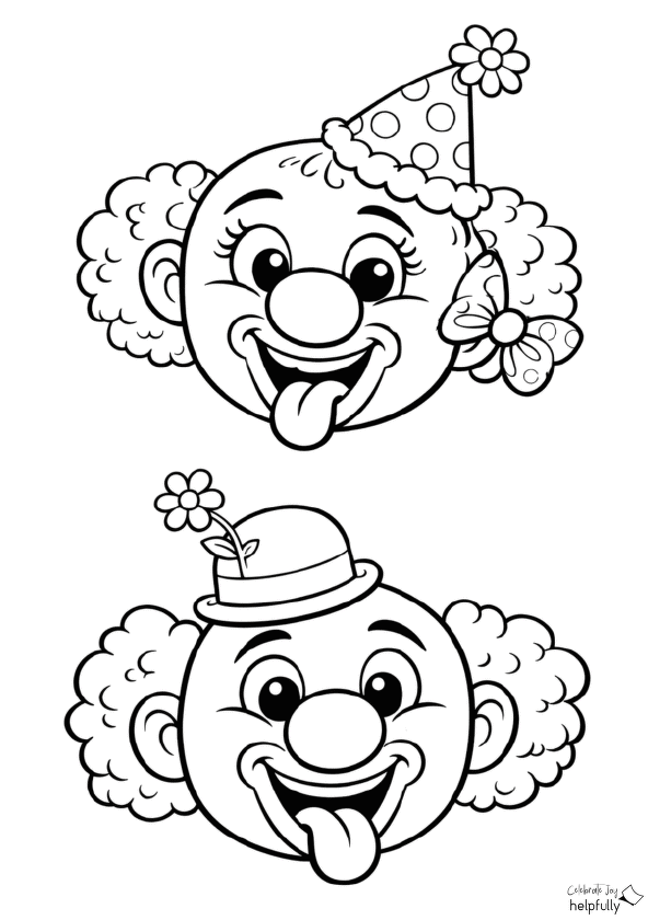 Verrückten Clown-Verwandschaft zum Ausdrucken, Malen und Basteln