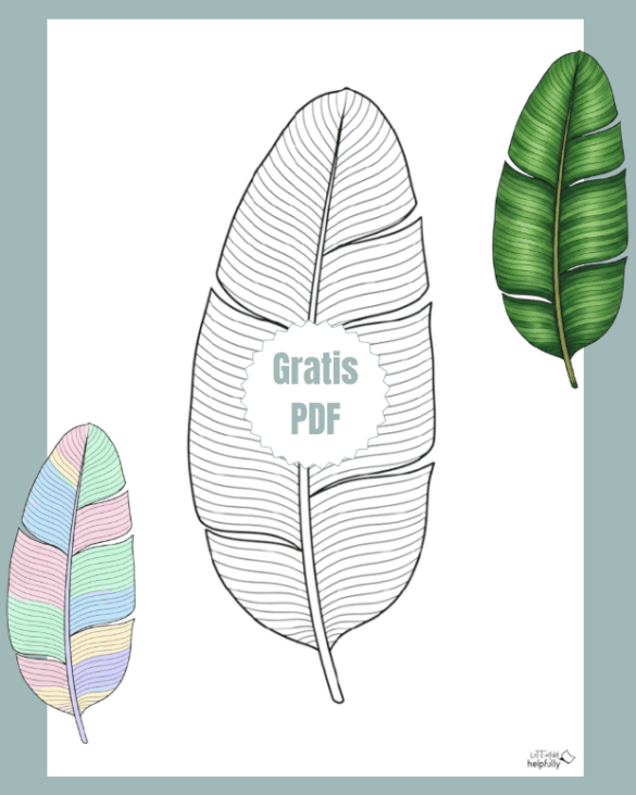 Ausmalbild für Erwachasene mit Bananenblättern zum Ausdrucken