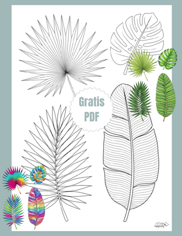 Malvorlage mit Palmblättern zum Ausmalen als Auszeit für Erwachsene