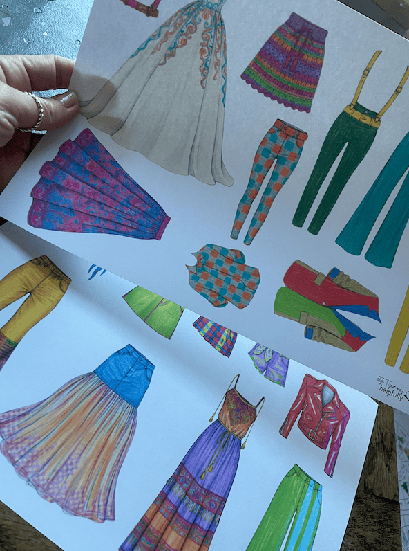 Modezeichnungen: Kleidung zum Ausdrucken 