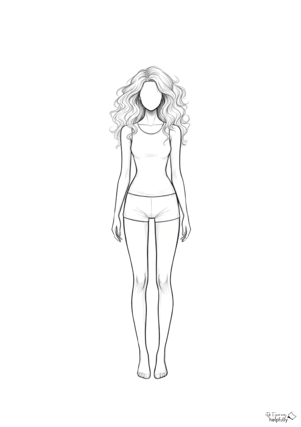 Vorlagen mit Frauenmodell zum Skizzieren und Modedesignen zum Ausdrucken