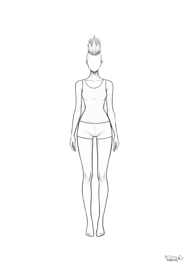 Vorlagen mit Frauenmodell zum Skizzieren und Modedesignen zum Ausdrucken