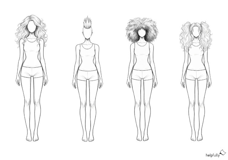 Vorlagen mit Frauenmodellen zum Skizzieren und Modedesignen zum Ausdrucken