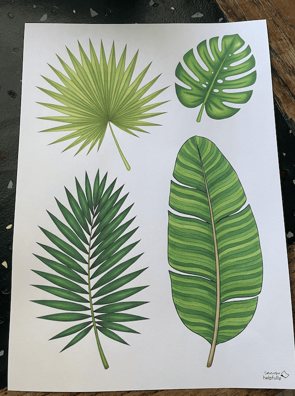 Coole Deko aus Papier basteln mit den Palmblättern zum Ausdrucken