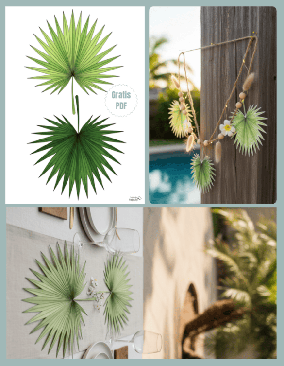 Coole Sommer-Deko als Bastelnvorlage zum Ausdrucken mit Palmblättern