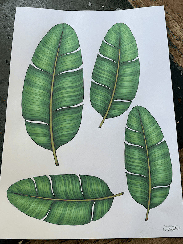 Coole Sommerdeko basteln mit der Papiervorlage mit Bananenblättern zum Ausdrucken
