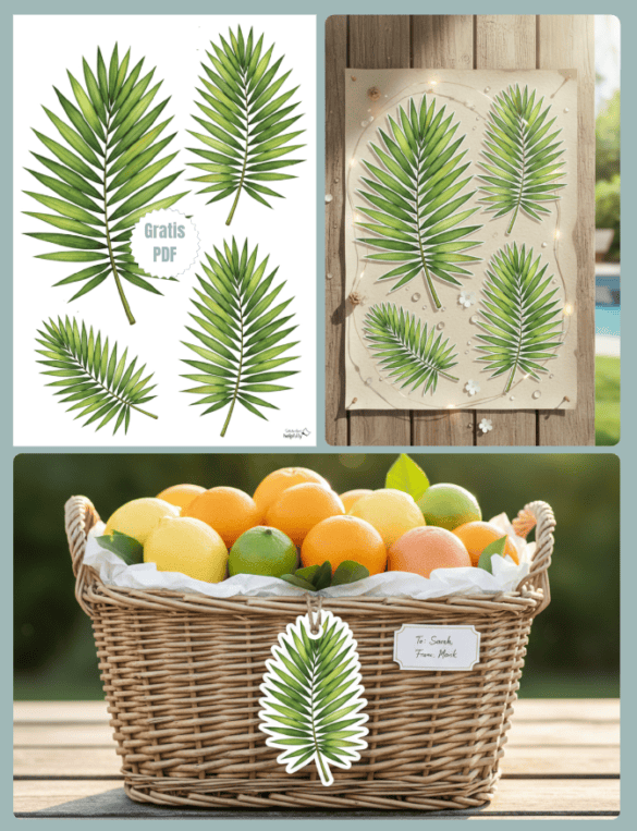 Mit Papier coole Sommerdeko basteln mit Palmwedeln zum Ausdrucken