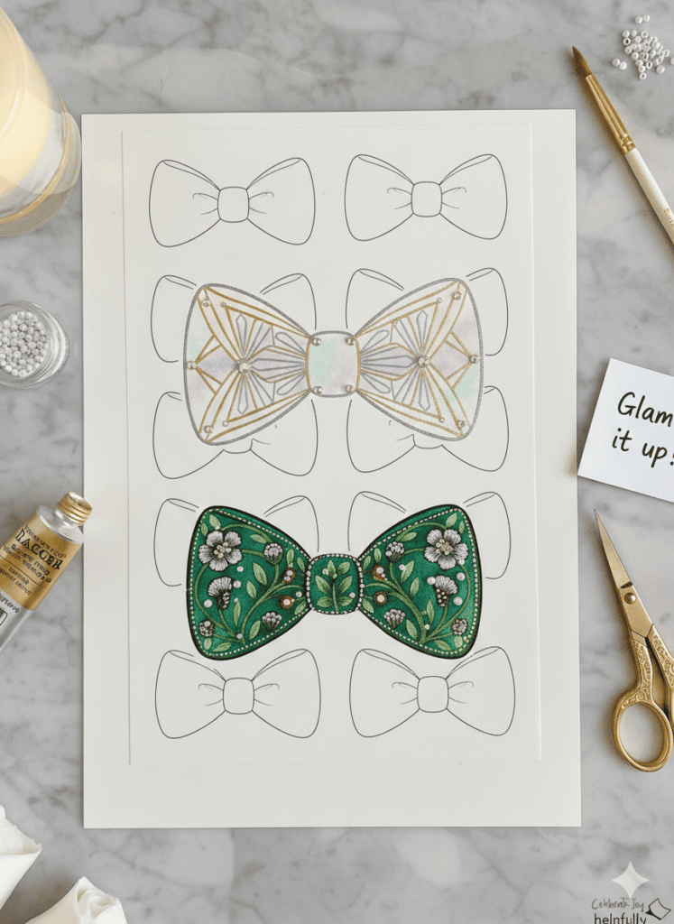 Elegante Deko aus Papier für Erwachsenen basteln - mit den Blanko-Schleifen zum Ausdrucken