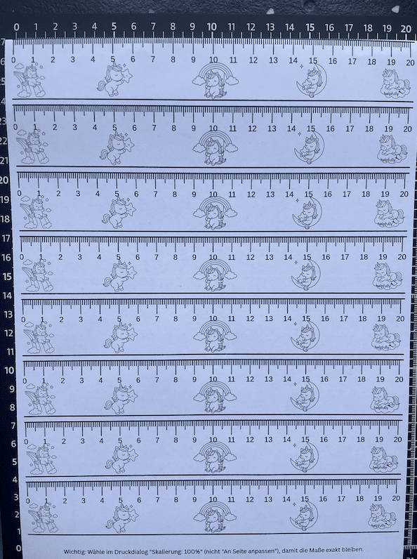 20 cm Lineale mit Einhörnern ausdrucken und gerne laminieren