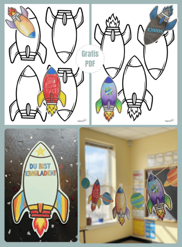 Die Raketen zum Ausschneiden und Basteln als Gratis-PDF sind richtig cool für Kinder
