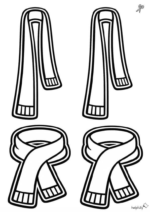 Gerahmte Schals zum Ausschneiden und Basteln von Fensterbildern und mehr Winterdeko