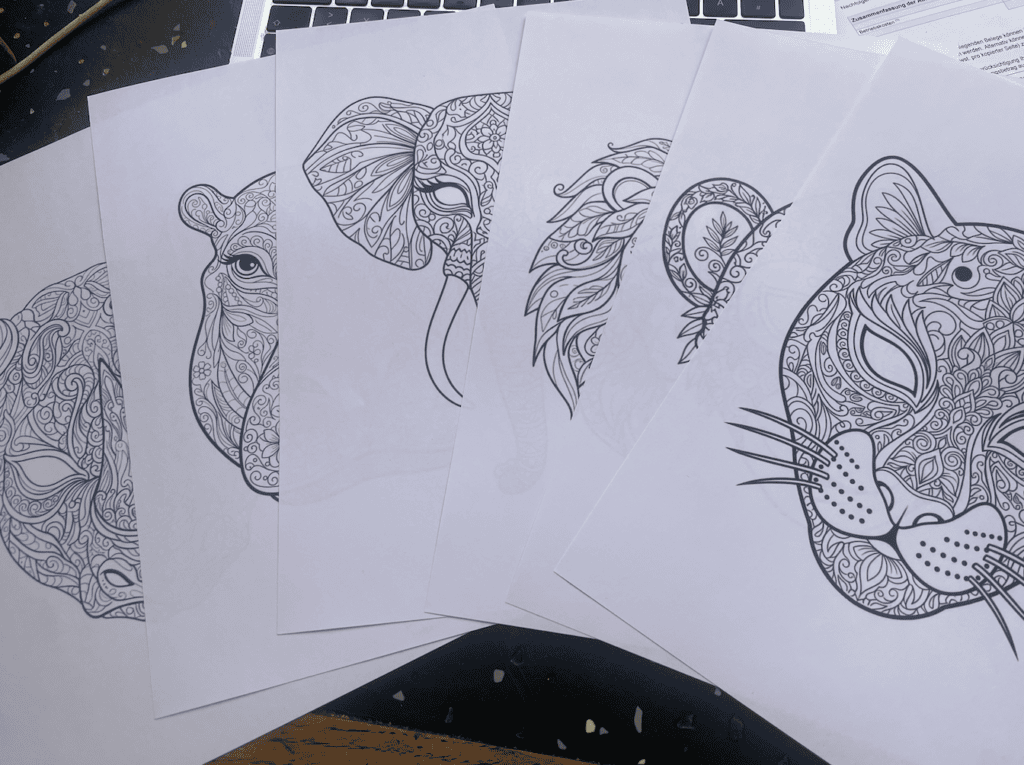 Mandalas mit Tieren aus Afrika zum Ausdrucken, auch toll für Erwachsene
