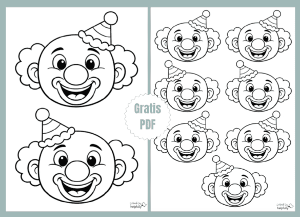 Clown basteln mit der tollen Vorlage zum Ausdrucken mit Clowngesichtern